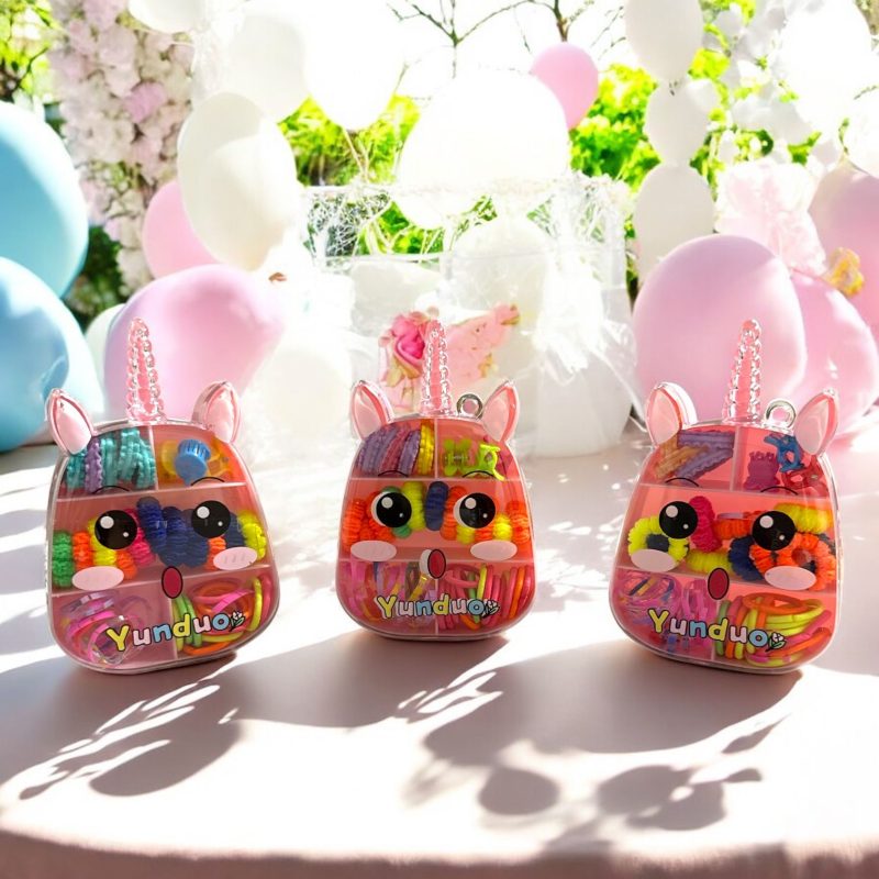 Set Elastice Colorate – Cutie Unicorn cu Urechi 3D și Față Drăgălașă