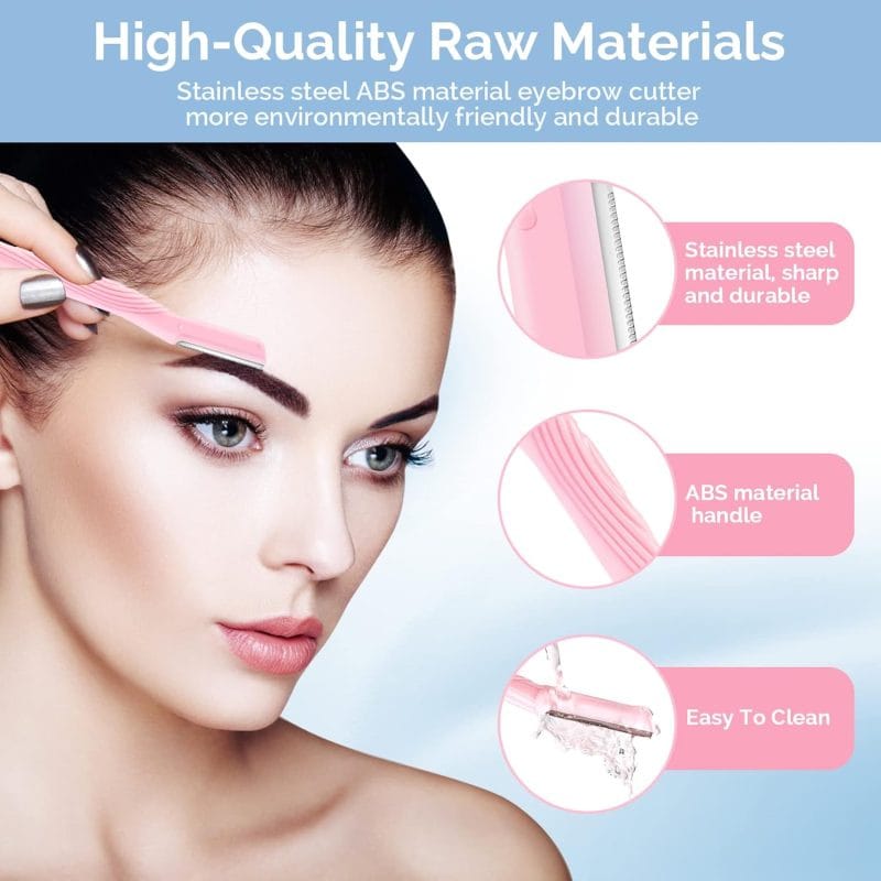 Set 3 lame faciale Ushas pentru față, sprâncene, mustață – model pastel cu capace de protecție