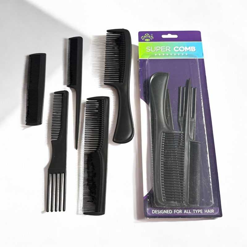 Set piepteni Super Comb – 5 modele esențiale pentru îngrijirea completă a părului, într-un singur ambalaj practic
