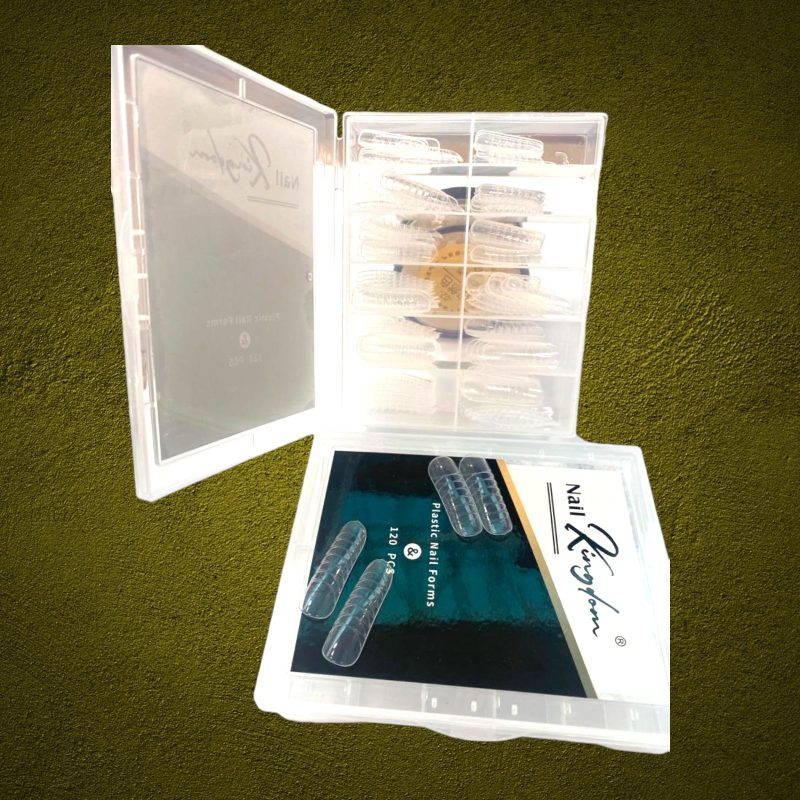 Tipsuri reutilizabile transparente – 120 bucăți, formă clasică pentru polygel/gel | Cutie organizatoare