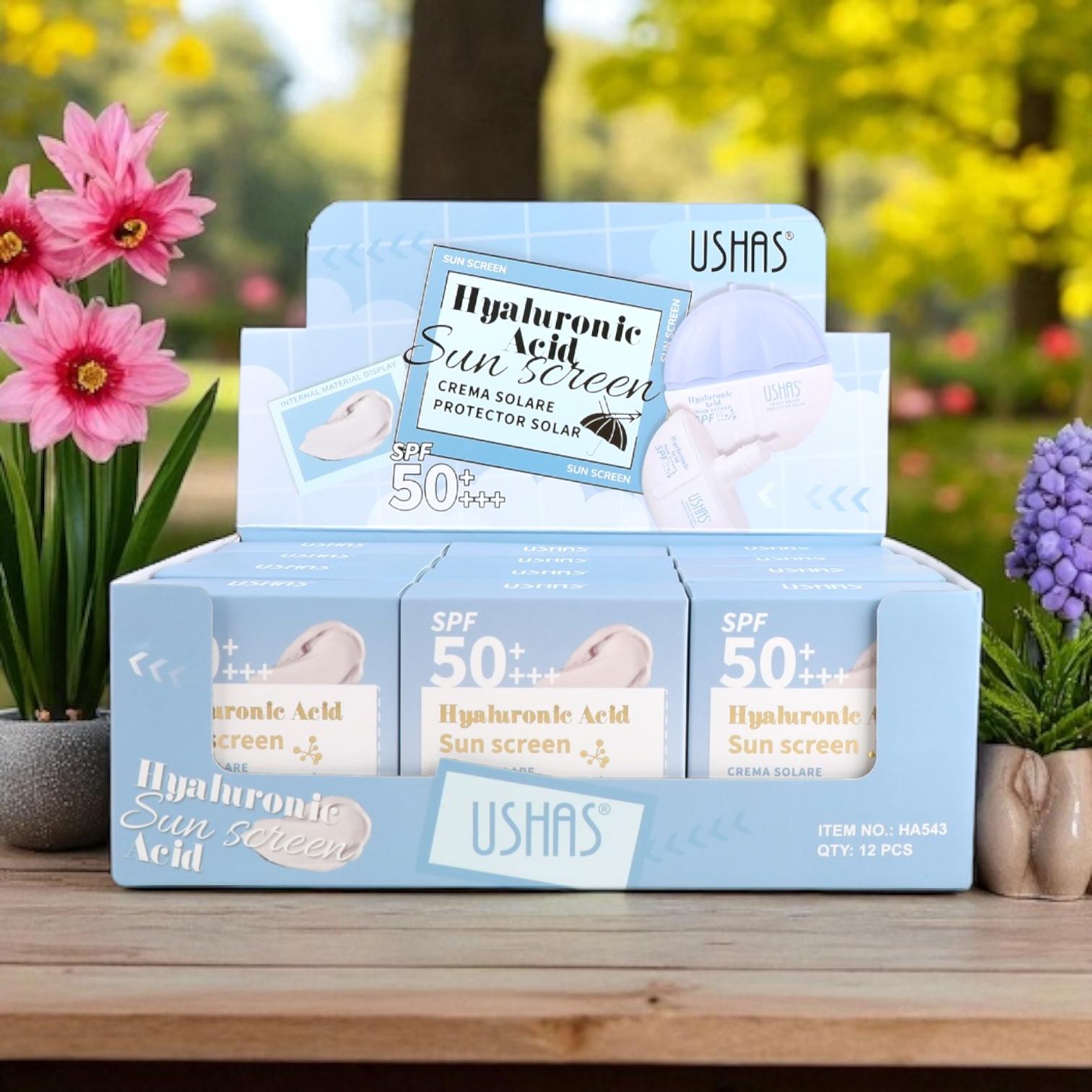 Cremă de Protecție Solară Ushas cu Acid Hialuronic SPF 50++ – HA543 – 12 Bucăți/Set - imagine 2
