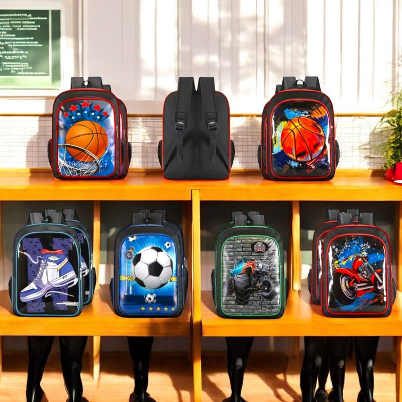 Ghiozdan băieți H660 – model sport cu imprimeu 3D, 41x30x12 cm, poliester, design unicat