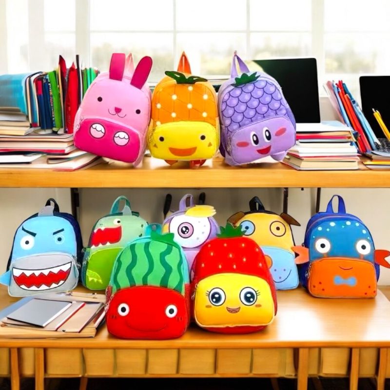 Ghiozdan copii 3D fructe și animale 25x20 cm – design jucăuș și colorat – H680
