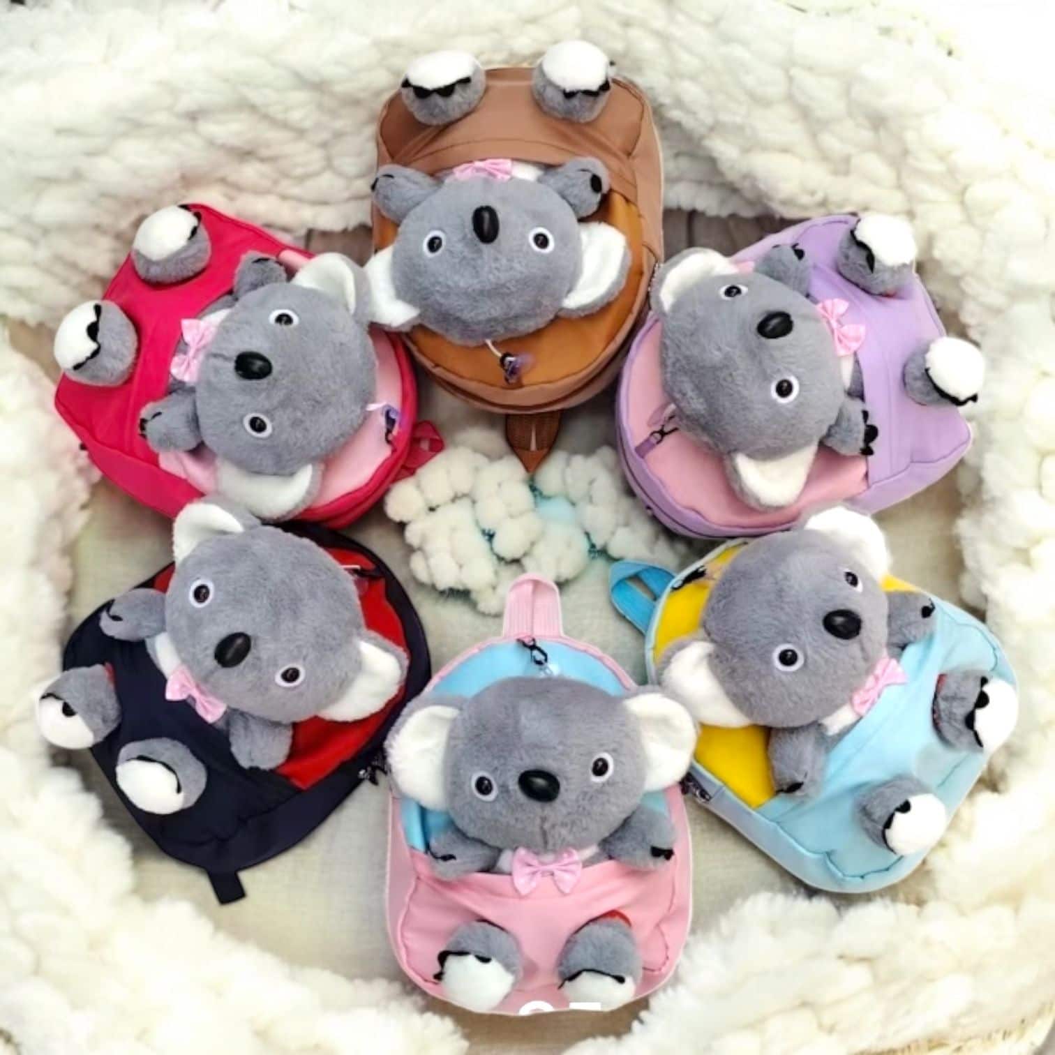 Ghiozdan copii cu jucărie koala 3D din pluș – model adorabil 28x22x10 cm – H682