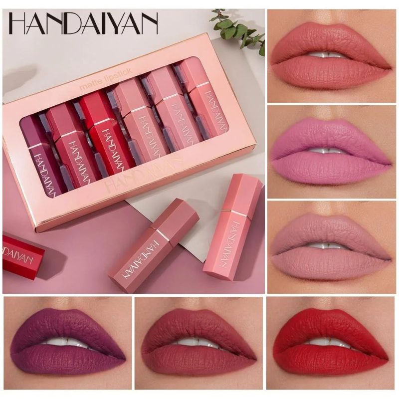 Handaiyan Matte Lipstick Set H1001 – Set 6 Rujuri Mate Rezistente, Culori Mixte