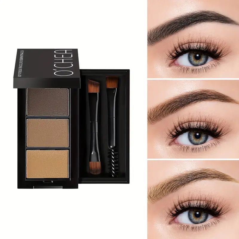 Kit sprâncene O’Cheal 6990 – paletă profesională 3 culori + aplicatoare – set 24 bucăți