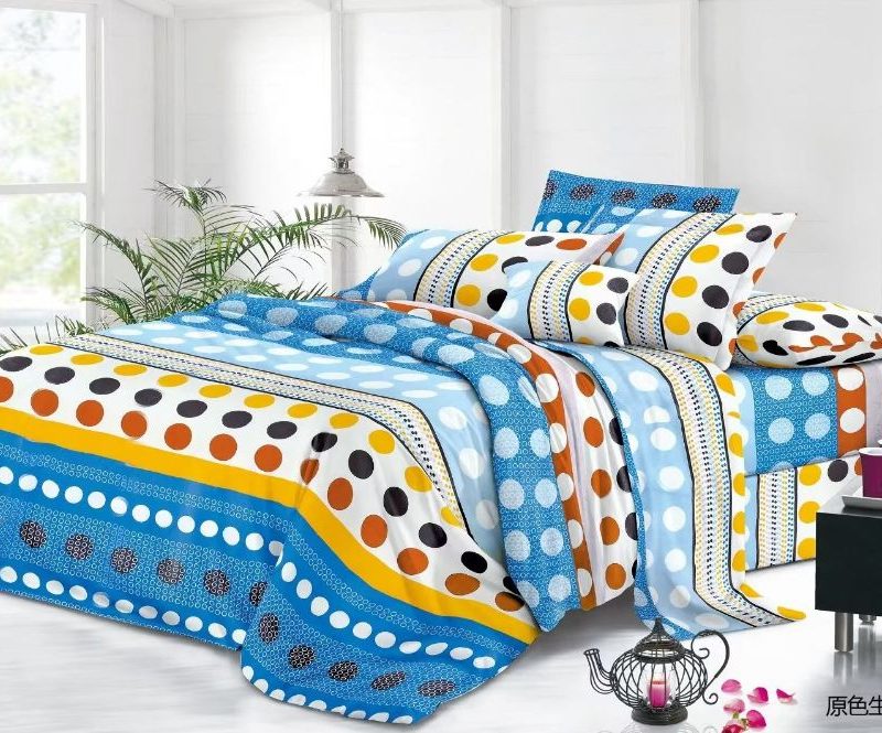 Lenjerie de pat 4 piese din finet – model cu buline multicolore – H792