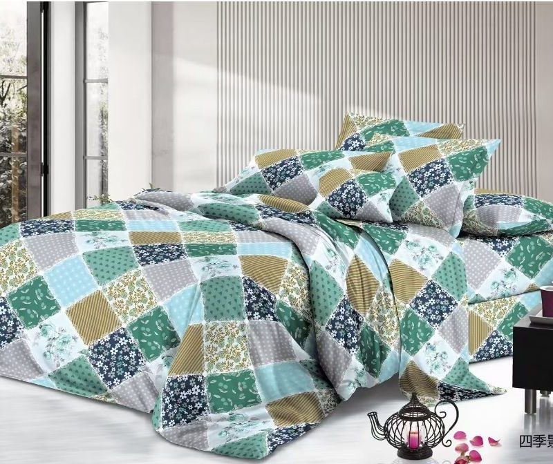 Lenjerie de pat 4 piese din finet – model patchwork multicolor – H790