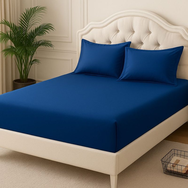 Lenjerie de pat finet albastru regal 150x200 set 3 piese albastru regal (cod H811)