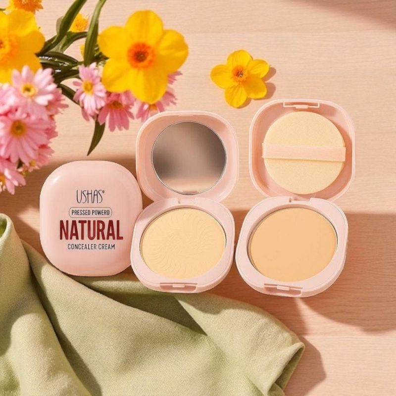 Pudră Compactă cu Oglindă și Burețel Ushas Natural – Cod UF093B – Set 12 Bucăți