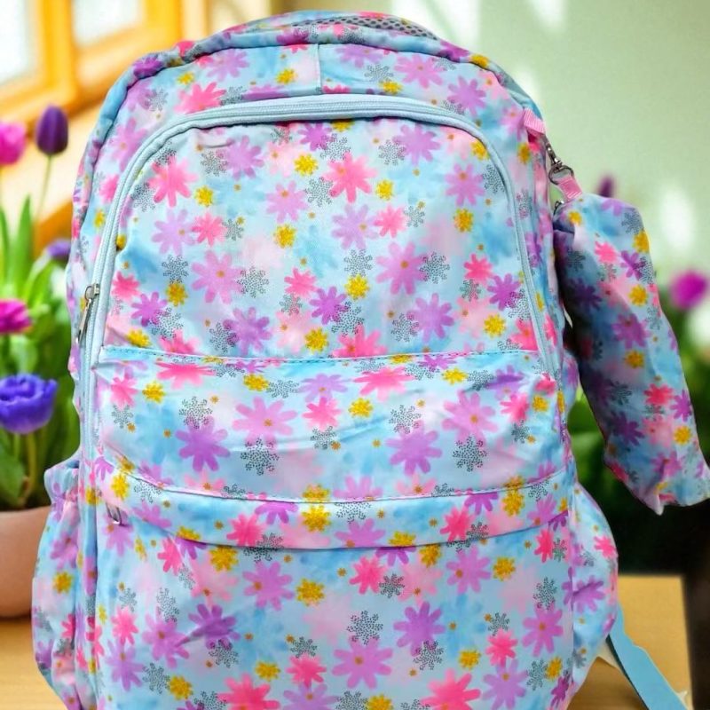 Rucsac Școlar Floral din Poliester – 44x30x14 cm, 3 Culori Mix, H654