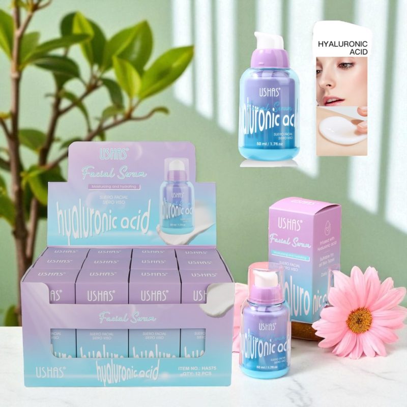 Ser Facial cu Acid Hialuronic Ushas – Hidratare și Luminozitate – Cod HA575 – 12 Bucăți