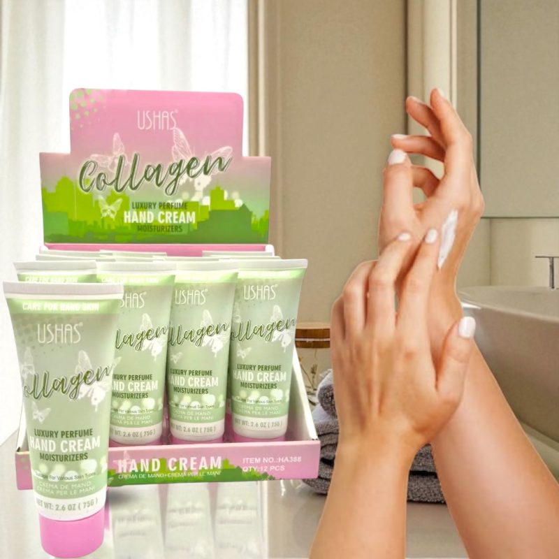 Ushas Collagen Hand Cream – Cremă de Mâini cu Colagen și Parfum de Lux, 12 buc/set (HA388)