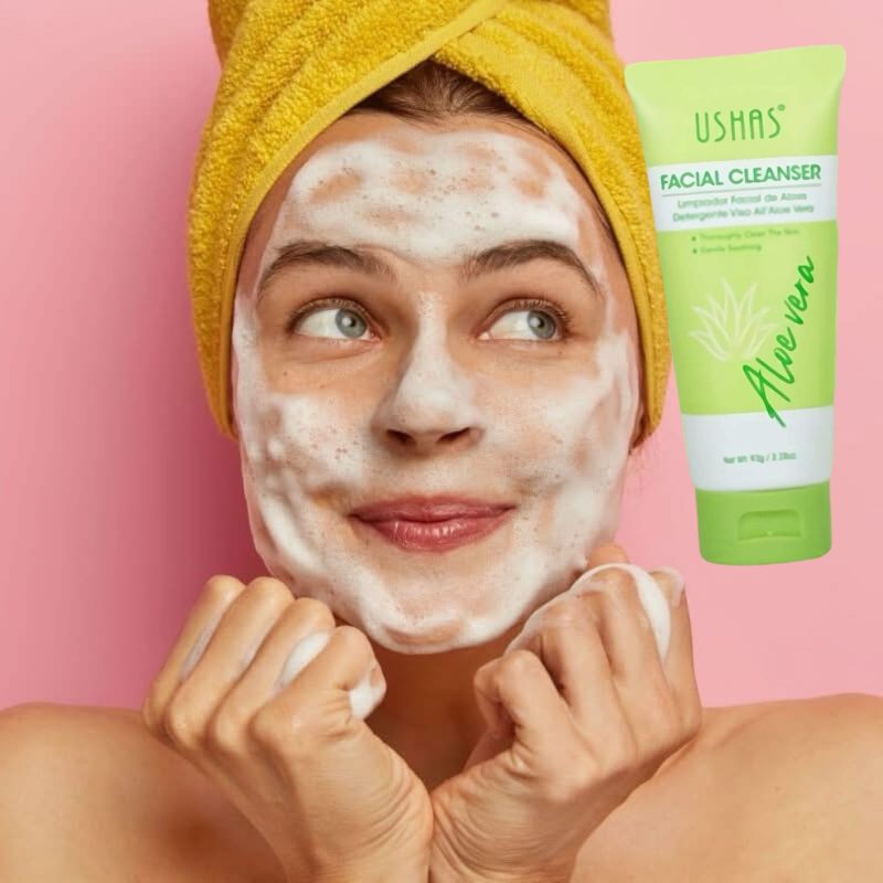 Ushas Facial Cleanser cu Aloe Vera – Gel de Curățare și Calmarea Tenului, 12 buc/set (HA408)