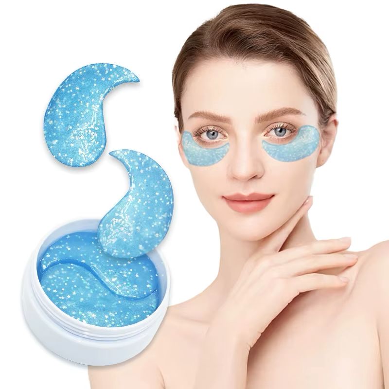 Ushas Glitter Eye Mask cu Acid Hialuronic – 60 plasturi hidrogel pentru ochi, 1.4 g bucata HA484