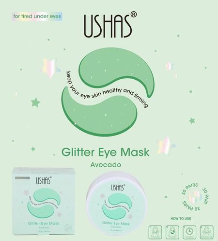 Ushas Glitter Eye Mask cu Extract de Avocado HA487 – 60 plasturi pentru ochi, 1.4 g bucata