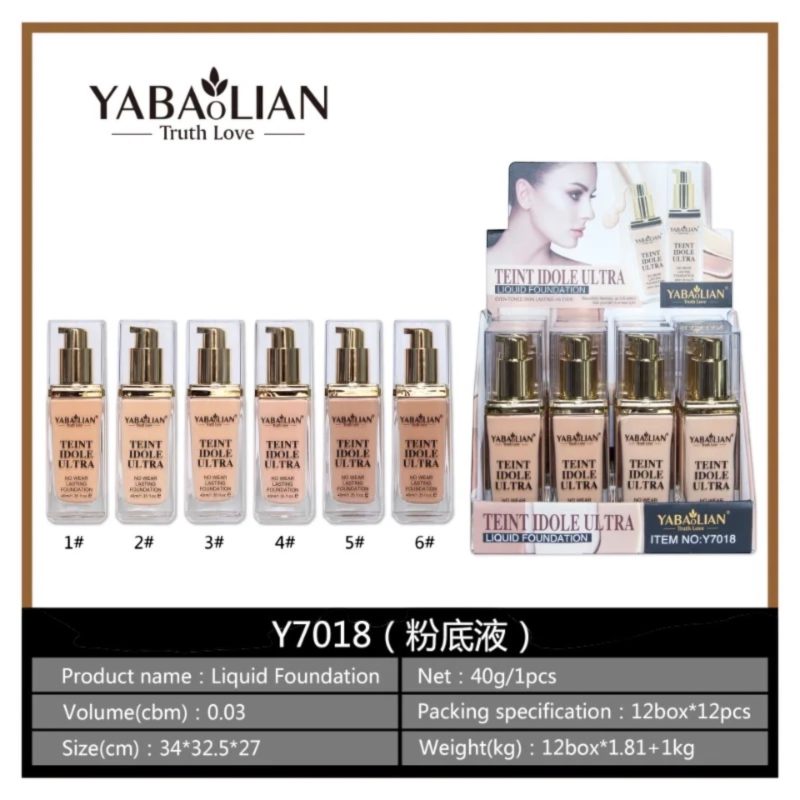 Yabaolian Teint Idole Ultra Liquid Foundation Y7018 – Fond de Ten Lichid Rezistent, 6 Nuanțe, 40g, Set 12 Bucăți - imagine 4
