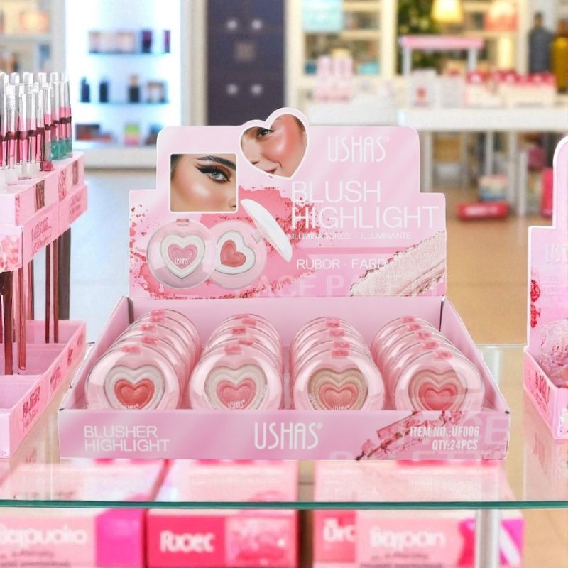 Fard de obraz & iluminator Ushas Blush Highlight – Inimă – UF006