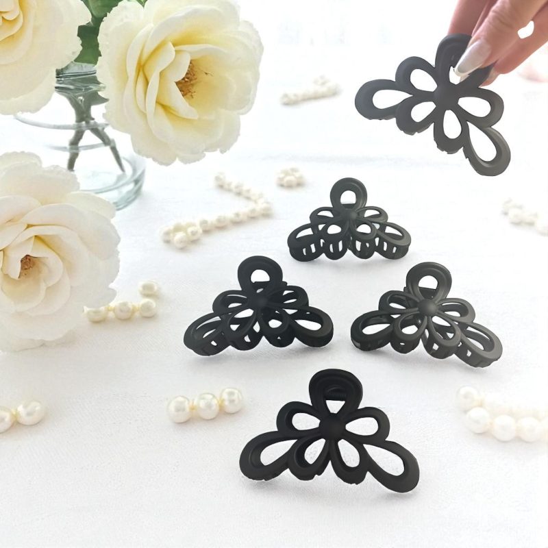 Cleste păr siliconat negru – model fluture – G446 – Set 12 bucăți