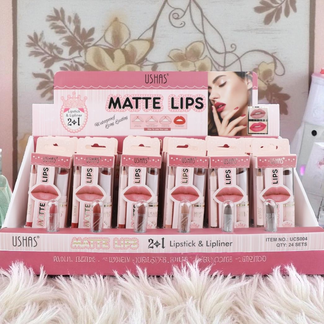 Ruj + creion contur buze Ushas Matte Lips 2 în 1 – UCS004 - imagine 2