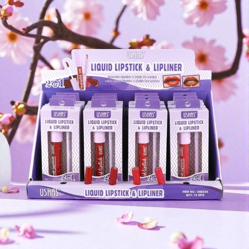 Ruj lichid + creion contur buze Ushas Liquid Lipstick & Lipliner 2 în 1 – US023A