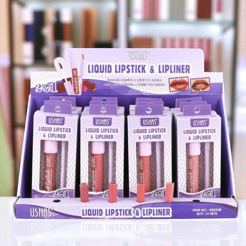 Ruj lichid + creion contur buze Ushas Liquid Lipstick & Lipliner 2 în 1 – US023B