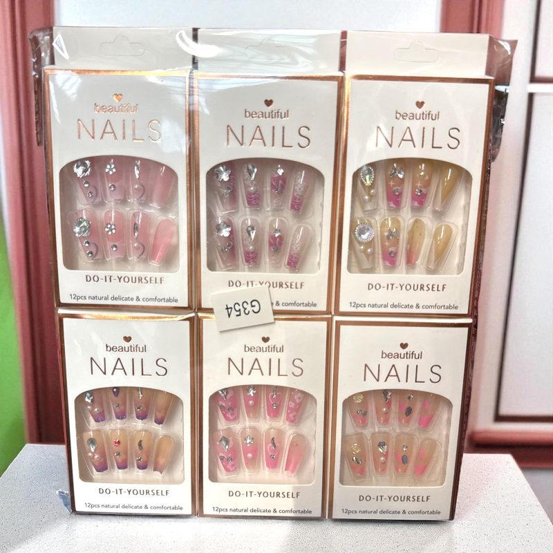 Set 12 Cutii Unghii False Autoadezive cu Stickere – Cod G354