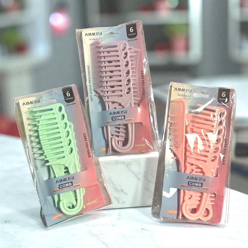 Set piepteni Aimeisi Comb – 6 bucăți, forme si culori diferite – Cod bax: G191 | Cod produs: 603