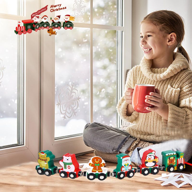 Magneti Crăciun trenuleț decorativ – set colorat cu personaje de iarnă